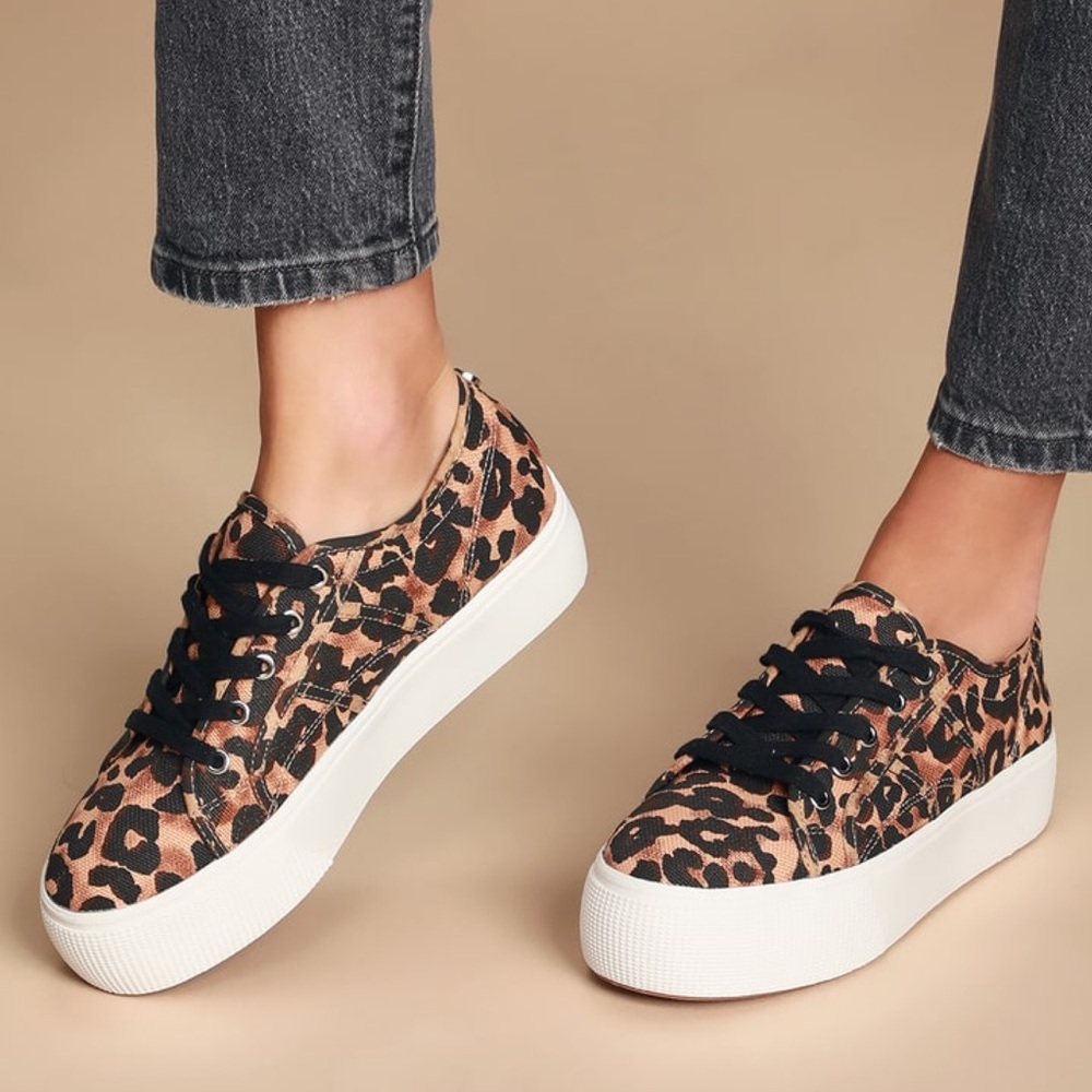 Steve Madden Emmi Leopard Print Platform Sneakers… - image 1